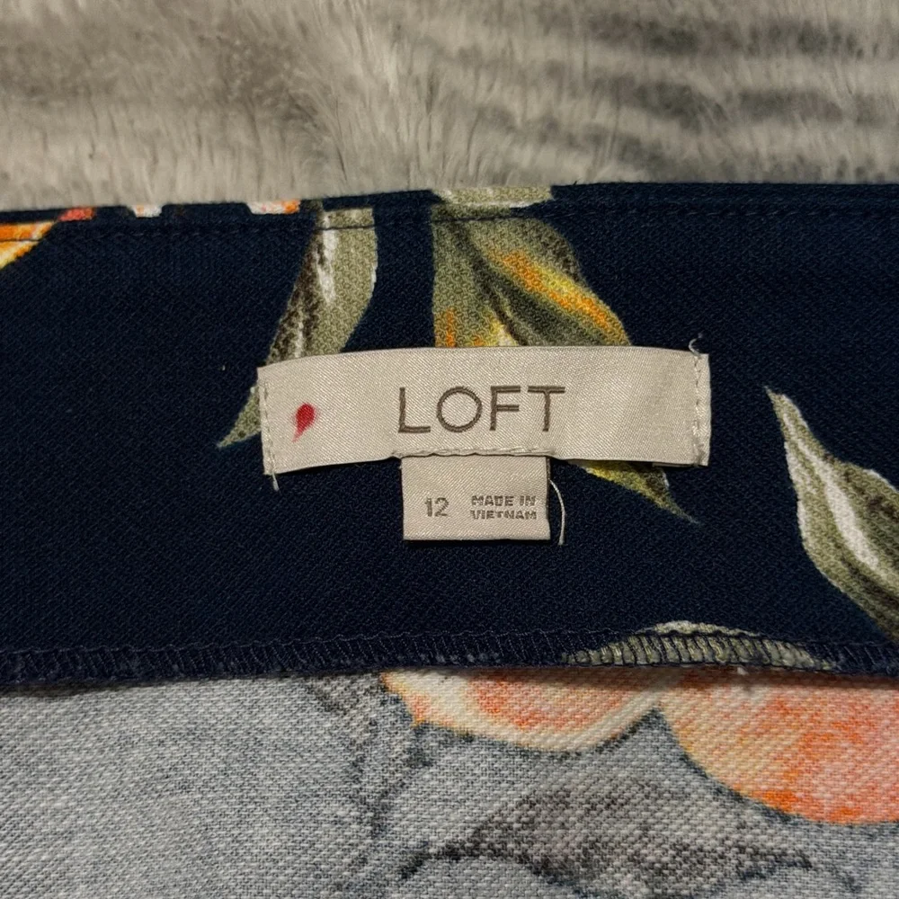 Loft Skirt Womens 12 Navy Blue Oranges Orange Fruit Coastal Beach Resort Casual - Picture 6 of 11